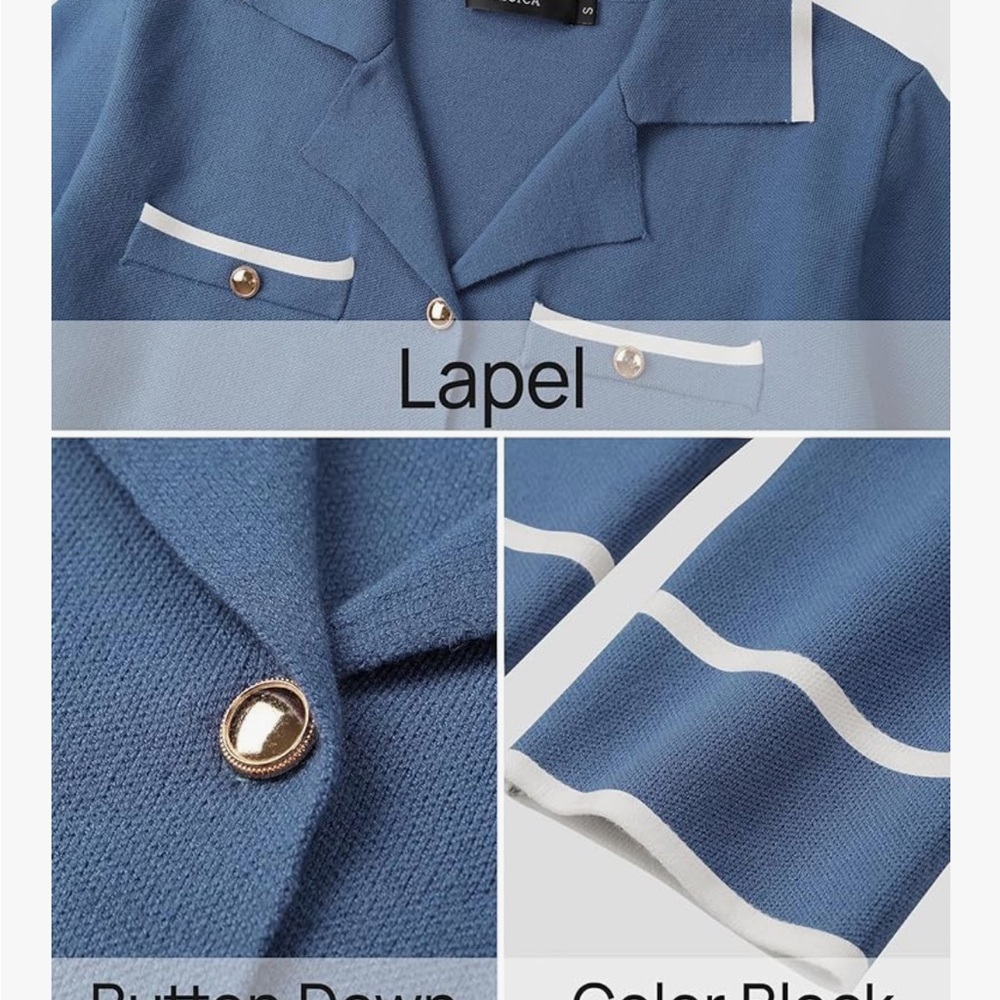 Women's Blue Button-Up Pantsuit - Picture 7 of 7